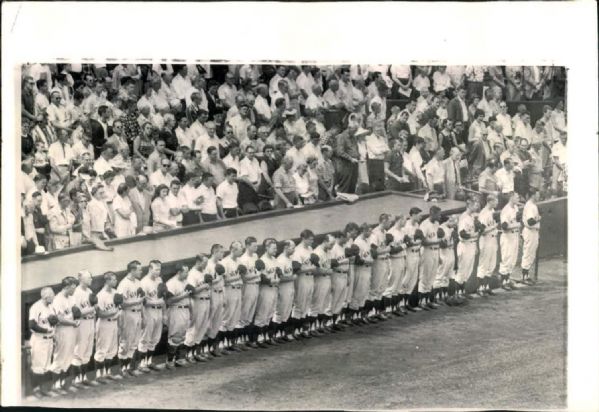 1958 Moment of Silence for 10th Anniversary of Babe Ruths Death New York Yankees "Seattle Times Archives" Original 6.5" x 10" Photo (Seattle Times Hologram/MEARS LOA)