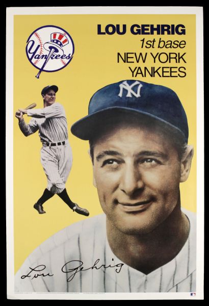 1991 Lou Gehrig New York Yankees 24 1/2" x 36" Poster 