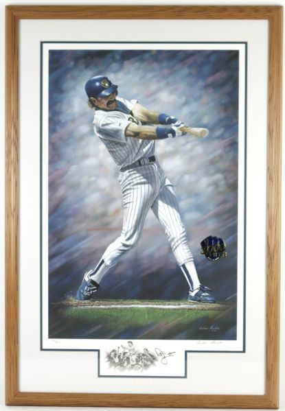 1992 Robin Yount Milwaukee Brewers 3,000th Hit Commemorative Print 427/675 Signed by Yount & Andrew Goralski - JSA 