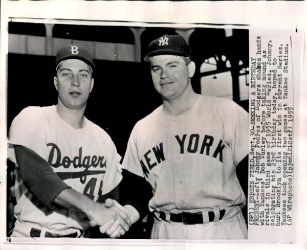 1955 Johnny Podres Brooklyn Dodgers “Seattle Times” Original 8 x 10 News Photo (“Seattle Times” Hologram/MEARS LOA)