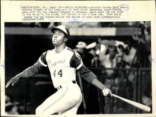 1973 Hank Aaron Atlanta Braves "Boston Herald Collection Archives" Original 7 1/2" x 10" Photo (BH Hologram/MEARS LOA)