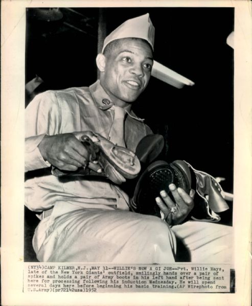 1952 Private Willie Mays US Army "Boston Herald Collection Archives" Original 8" x 10" Photo (BH Hologram/MEARS LOA)