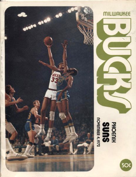 1972 Milwaukee Bucks vs. Phoenix Suns Program - Lew Alcindor On Cover