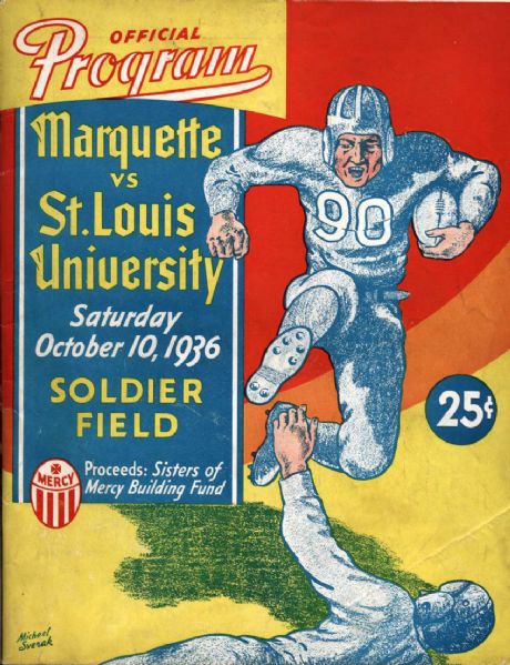1936 Marquette vs St. Louis University Football Official Program Soldier Field