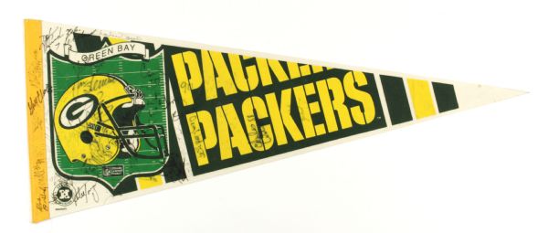 1990s Green Bay Packers Autographed Full Size Pennants - Lot of 3 (MEARS LOA)