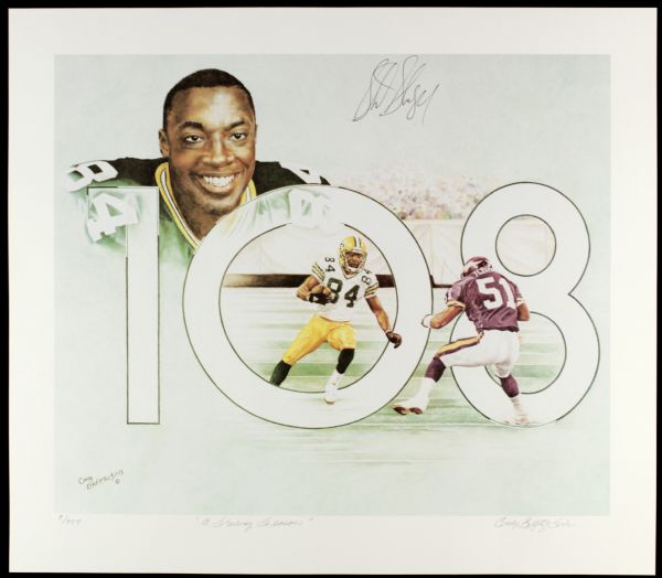 1993 Sterling Sharpe Green Bay Packers 15" x 18" A Sterling Season Signed Lithograph 5/959 - JSA 