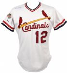 1987 Tom Lawless St. Louis Cardinals Game Worn Signed Cardinals World Series Jersey - MEARS A10 JSA & LOA Signed by Lawless