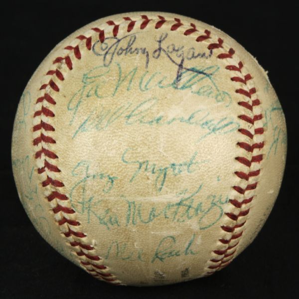 1960 Milwaukee Braves Team Signed ONL (Giles) Baseball w/ 22 Sigs. Incl. Spahn Mathews - JSA 