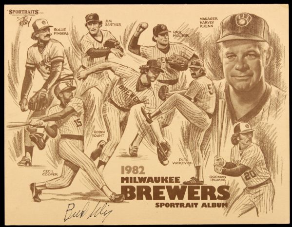 1982 Milwaukee Brewers Sportrait Album Signed by 15 Incl. Bud Selig Cooper Sutton Oglivie - JSA 