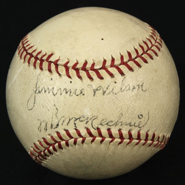 1939-40 Bill McKechnie Bucky Walters & Jimmie Wilson Cincinnati Reds Mutli-Signed Baseball w/LOA From McKechnie Family - JSA 