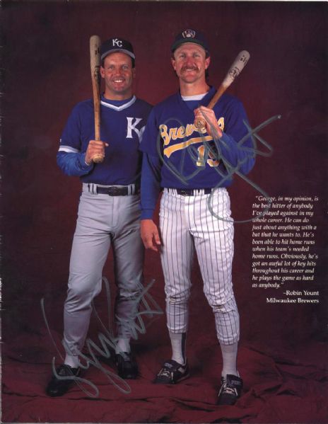 1993 George Brett Kansas Ciy Royals & Robin Yount Milwaukee Brewers Signed Publication - JSA 