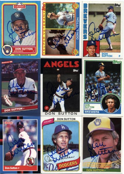 1980s Don Sutton Milwaukee Brewers Signed Card - Lot of 17 - JSA 