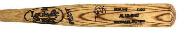 1993 Alex Diaz Milwaukee Brewers Autographed Louisville Slugger Professional Moel Game Used Bat Ex-County Stadium (MEARS A8)
