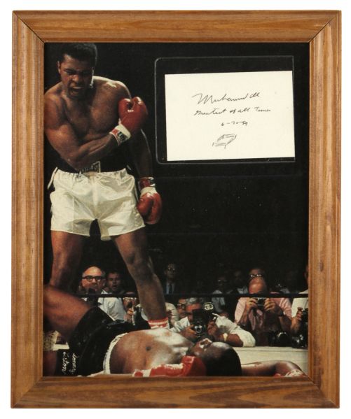 1980s Muhammad Ali Signed 3 1/2" x 2 3/4" Parchment With Interesting Content - JSA 