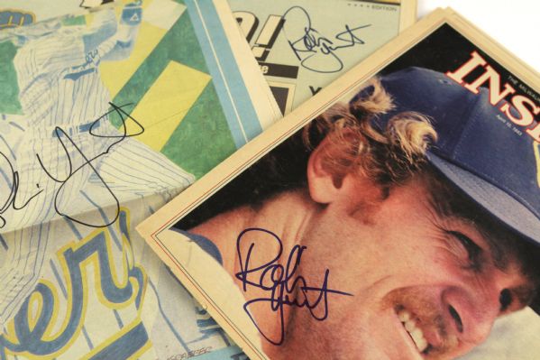 1983-92 Robin Yount Milwaukee Brewers Signed Newspaper - Lot of 3 w/Largest Yount Signature Known to Man - MEARS LOA 
