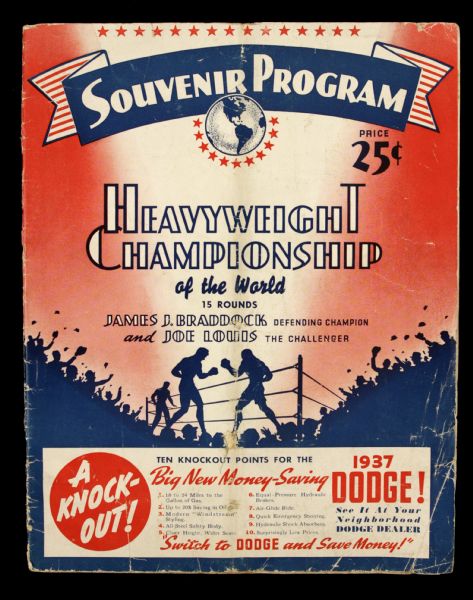 1935 James J. Braddock vs. Joe Louis Program From Comiskey Park in Chicago  - Louis First Heavyweight Title 