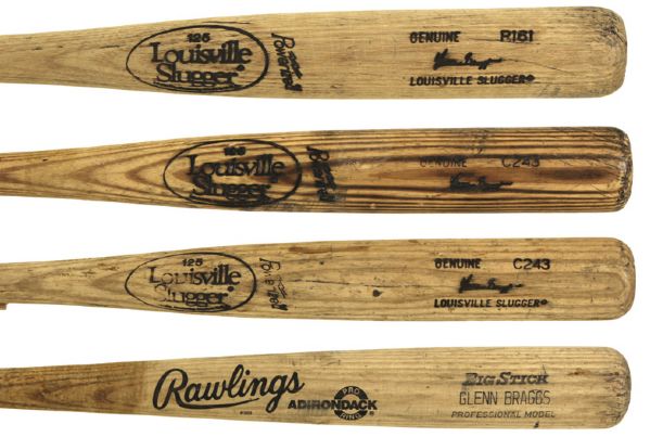 1987-90 Glenn Braggs Milwaukee Brewers Game Used Bat Collection (4) MEARS Authentic LOA