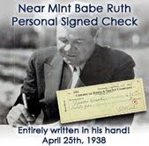 1938 Near Mint Babe Ruth New York Yankees Signed Personal Check Written In His Own Hand - JSA (One of the Finest Examples Known!)
