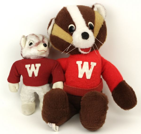 1950s-60s  Wisconsin Badgers Bucky Badger Doll - Lot of 2 One Plush One Steiff