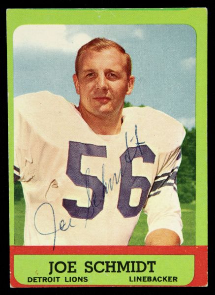 1963 Topps Joe Schmidt Detroit Lions Signed Card (JSA)