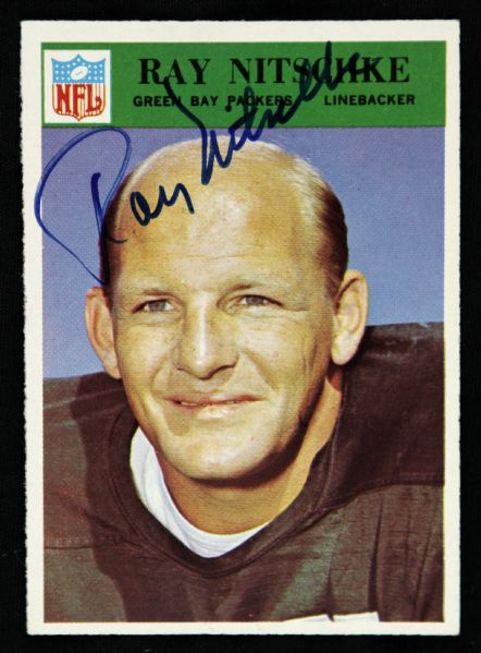 1966 Philadelphia Ray Nitschke Green Bay Packers Signed Card (JSA)