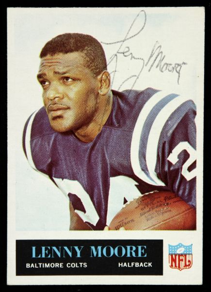 1965 Philadelphia Lenny Moore Baltimore Colts Signed Card (JSA)
