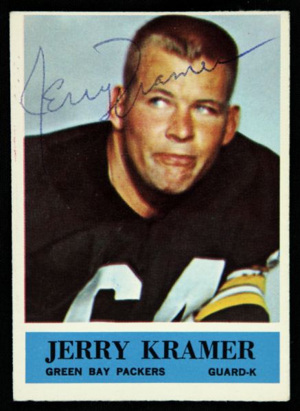 1964 Philadelphia Jerry Kramer Green Bay Packers Signed Card (JSA)