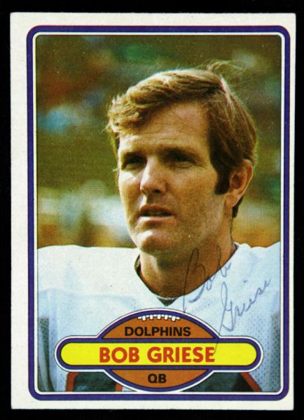 1980 Topps Bob Griese Miami Dolphins Signed Card (JSA)