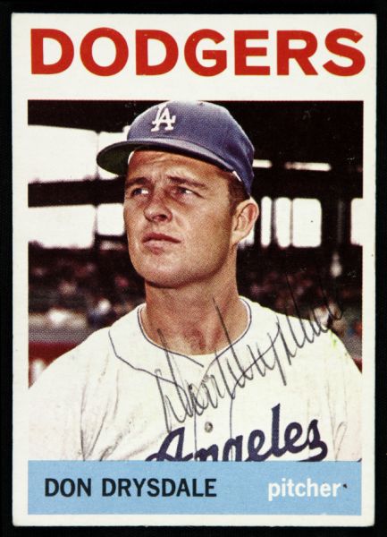 1964 Topps Don Drysdale Los Angeles Dodgers Signed Card (JSA)