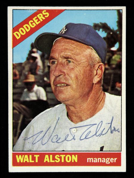 1966 Topps Walt Alston Los Angeles Dodgers Signed Card (JSA)
