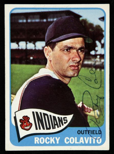 1965 Topps Rocky Colavito Cleveland Indians Signed Card (JSA)