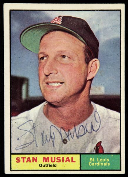 1961 Topps Stan Musial St. Louis Cardinals Signed Card (JSA)