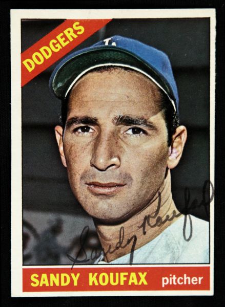 1966 Topps Sandy Koufax Los Angeles Dodgers Signed Card (JSA)