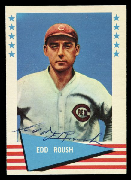 1961 Fleer Edd Roush Cincinnati Reds Signed Card (JSA)