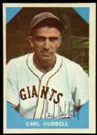 1960 Fleer Carl Hubbell New York Giants Signed Card (JSA)