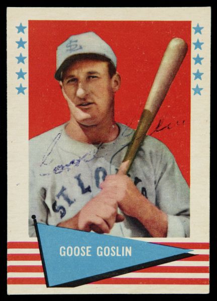 1961 Fleer Goose Goslin St. Louis Browns Signed Card (JSA)