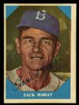 1960 Fleer Zack Wheat Brooklyn Dodgers Signed Card (JSA)