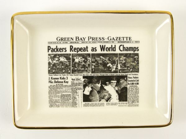 1962 Green Bay Press Gazette Green Bay Packers NFL Champions Commemorative 5.5" x 7.5" Candy Dish