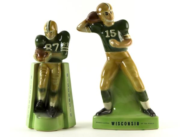 1970-71 Green Bay Packers Royal Haliburton Whiskey Decanter - Lot of 2 - Featuring #15 Bart Starr