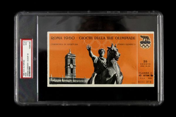 1960 Rome XVII Olympiad Opening Ceremony at Stadio Olimpico Slabbed Ticket (PSA) 