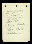 1936-43 St. Louis Browns Signed Sheet w/ 7 Signatures Including Rogers Hornsby, Sam West, Russ Van Atta and More (JSA)