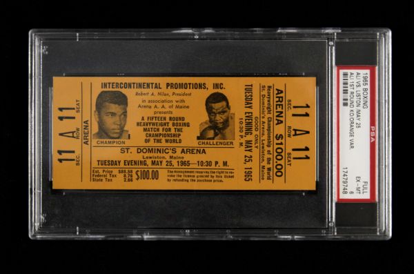 1965 Muhammad Ali vs. Sonny Liston Heavyweight Boxing Championship Slabbed Ticket (PSA)