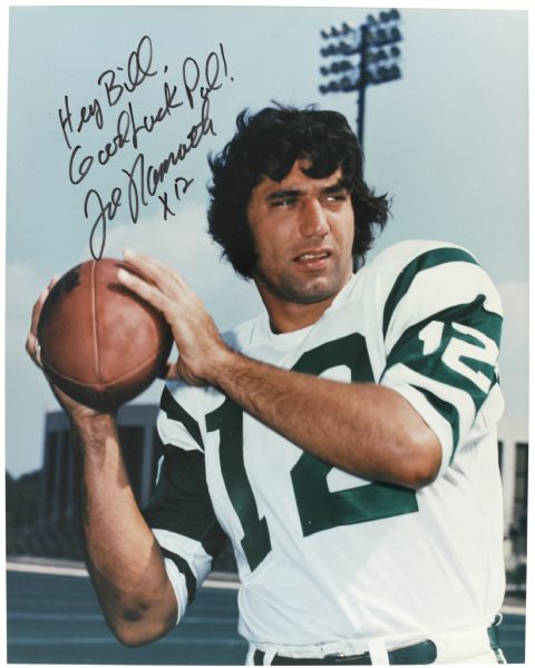 1965-76 Joe Namath New York Jets 16" x 20" Original Photos - Lot of 2, 1 Signed (JSA)
