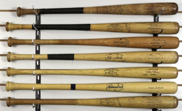 1950s-80s Adirondack Store Model & Little League Bat Collection w/ Aaron, Mantle, Mays, DiMaggio & More - Lot of 13