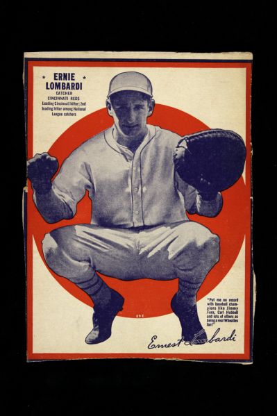 1937 Ernie Lombardi Cincinnati Reds 6" x 8" Wheaties Cutout