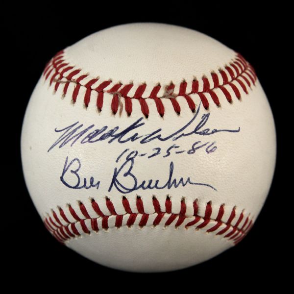 1989-94 Mookie Wilson Bill Buckner 1986 World Series Signed ONL (White) Ball (JSA)