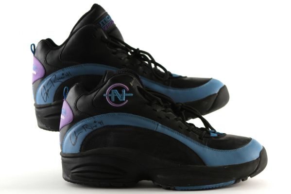 1996-98 Glen Rice Charlotte Hornets Signed Nautica Competition Game Worn Shoes (MEARS LOA)