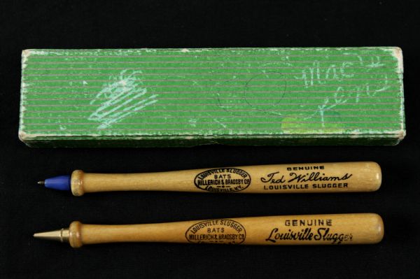 1940s circa Ted Williams Boston Red Sox H&B Louisville Slugger Pen & Pencil Set in Original Box