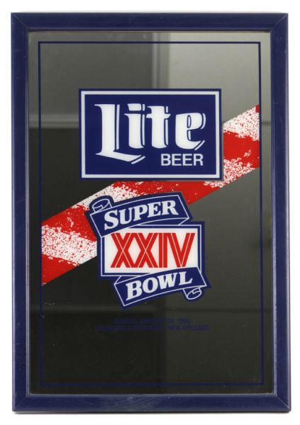 1990 Super Bowl XXIV Louisiana Superdome Lite Beer Commemorative 16" x 23" Framed Mirror 