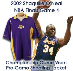 2002 Shaquille ONeal Los Angeles Lakers Signed NBA Finals Worn Road Game 4 Shooting Shirt - MEARS LOA/JSA (Ed Borash Collection)